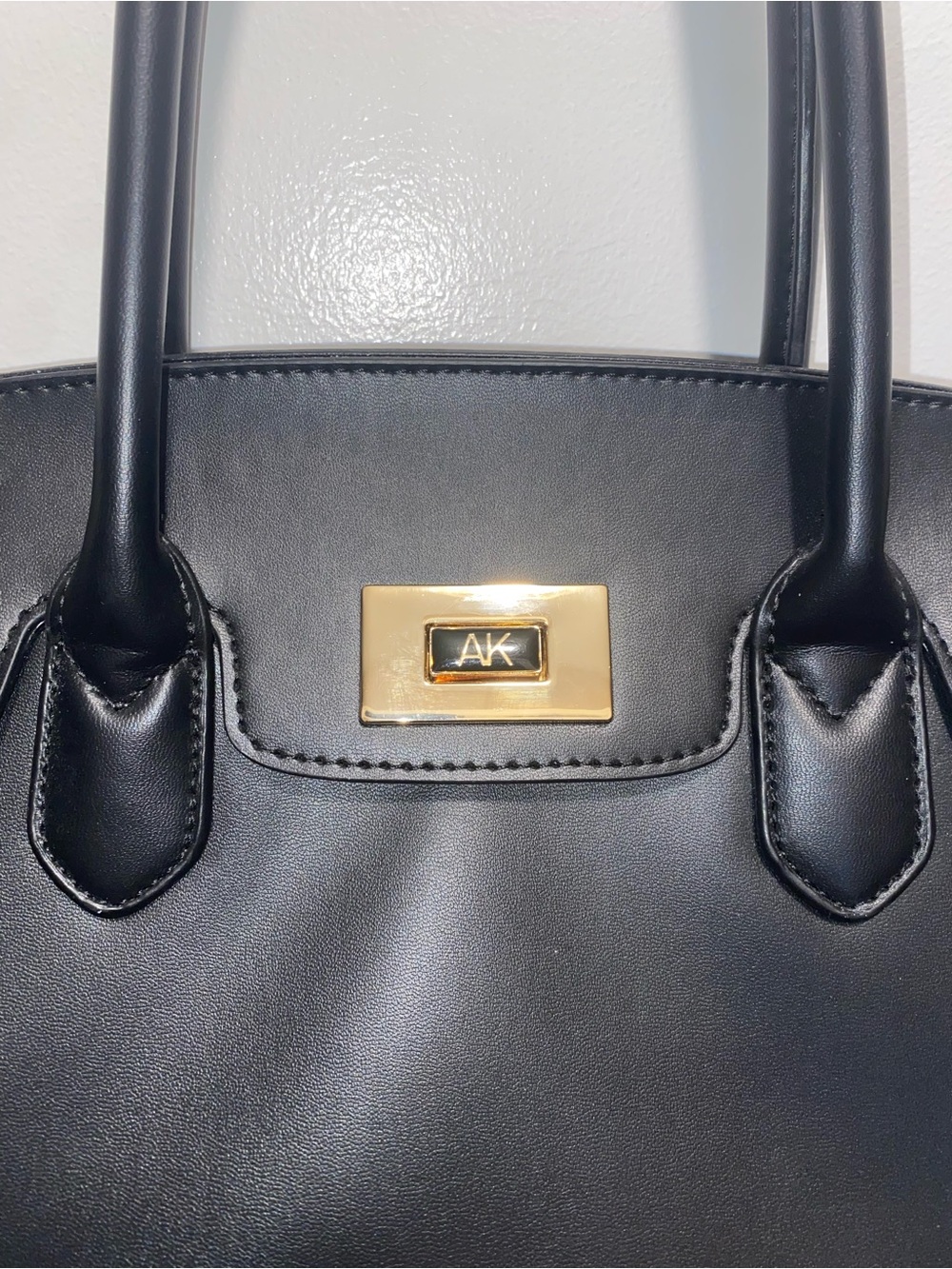 Anne Klein Black Tote with Gold Plaque
